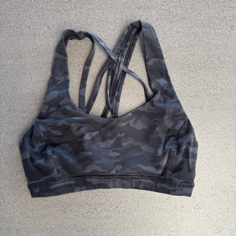 Lululemon Gray Sports Bra with Crisscross Straps